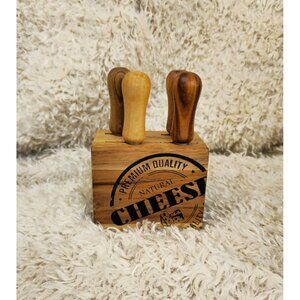 Brandini Cheese Knife Set with Wooden Block Holder